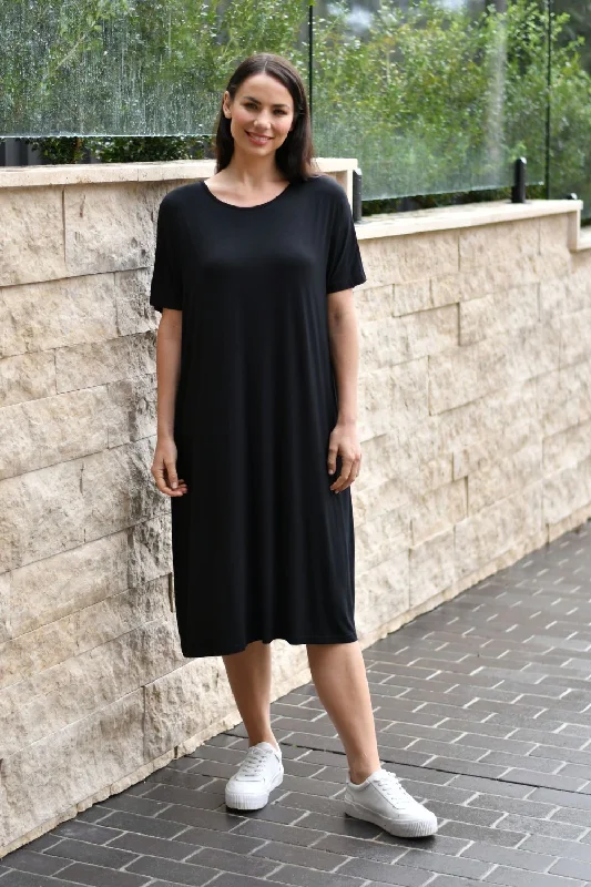 Basic Pocket Jersey Dress | Black Custom Jersey Tee