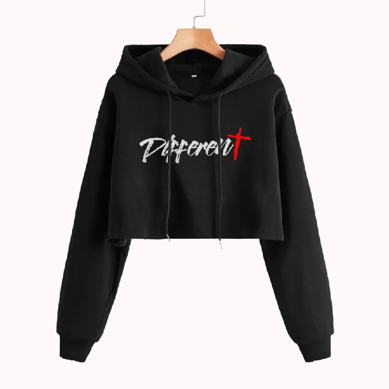 Different Cropped Hoodie Hoodie with Magnetic Closure Innovative Modern