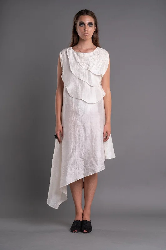 Asymmetrical Ruffled Dress - Dag Dai Elegant Long Evening