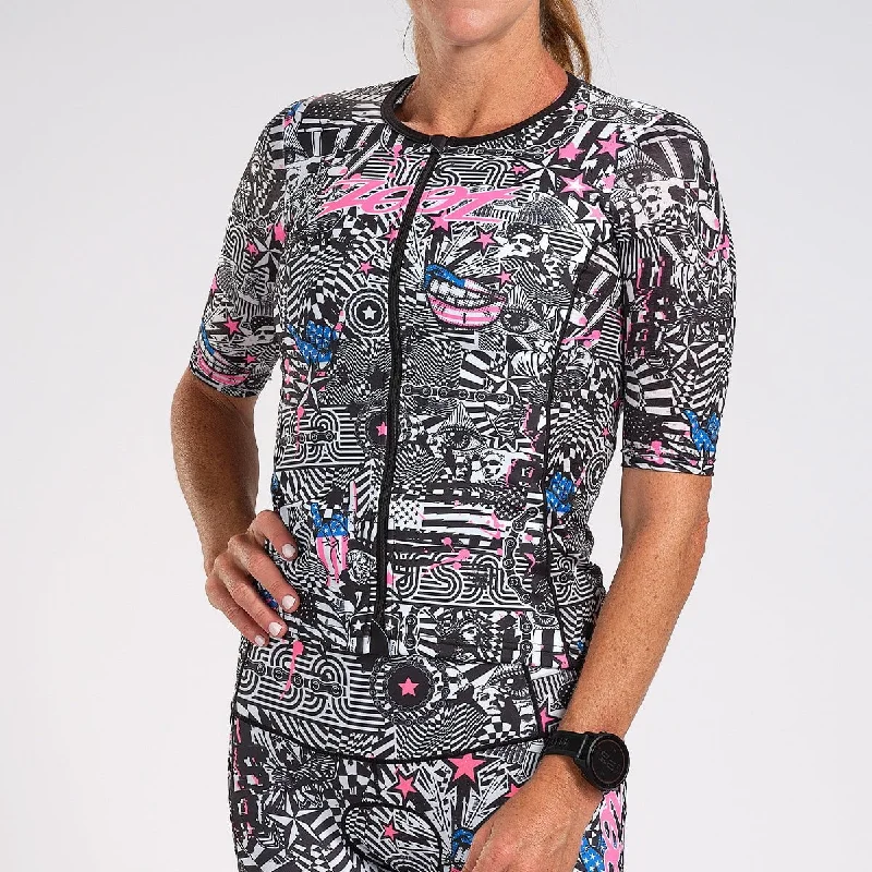 Womens LTD Triathlon Aero Jersey - American Rebel Floral Jersey Blouse