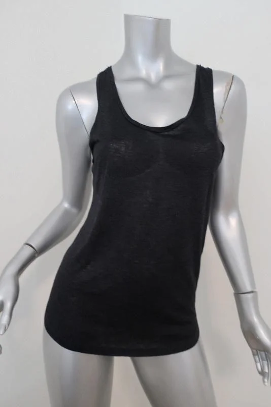 Stella McCartney Racerback Tank Top Black Melange Jersey Size 38 crew neck tank