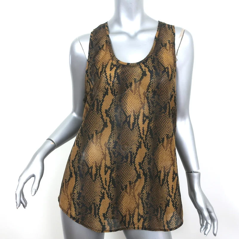 Current/Elliott Bermuda Tank Top Brown Snakeskin Print Cotton-Silk Size 3 NEW crossback tank top