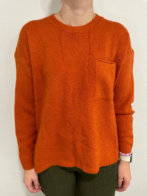 PEGGY CREW NECK SWEATER - BURNT ORANGE Beaded Sweater Sequined Faux Fur