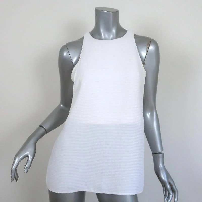 Helmut Lang Tank Top White Raze Textured Crepe Size Small Sleeveless Blouse lemon yellow tank