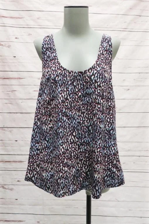 Joie Tank Top Drew B Electric Leopard Print Silk Size Large Racerback Blouse layering tank top