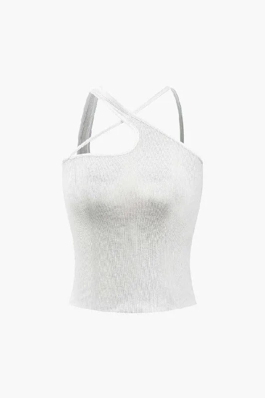 Asymmetric Rib Knit Tank Top lightweight tank top