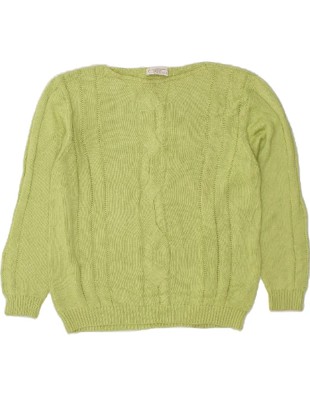 VINTAGE Womens Boat Neck Jumper Sweater IT 44 Medium Green Cotton Slim Fit Regular Fit Oversized