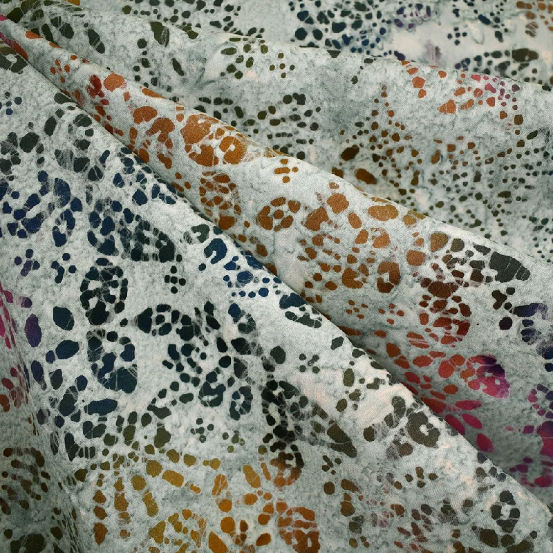 Abstract Dot Floral Batik Rayon Shirting Grey/Multi Rayon Fabric Velvet Fabric Corduroy Fabric