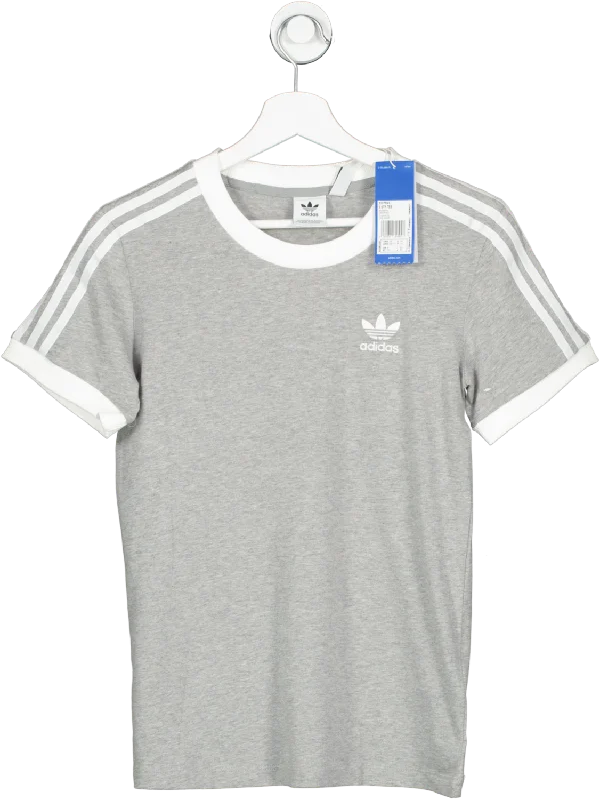 adidas Grey Adicolor Classic 3-stripes T-shirt BNWT UK XS Spandex Blend Rayon Blend Denim Blend