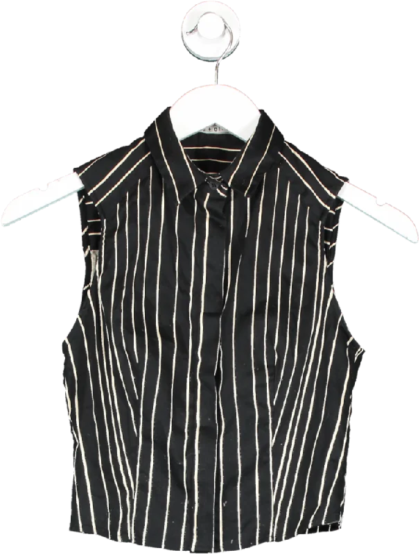 Alice + Olivia Black Striped Sleeveless Shirt UK XS Chenille Fabric Brocade Fabric Lace Fabric