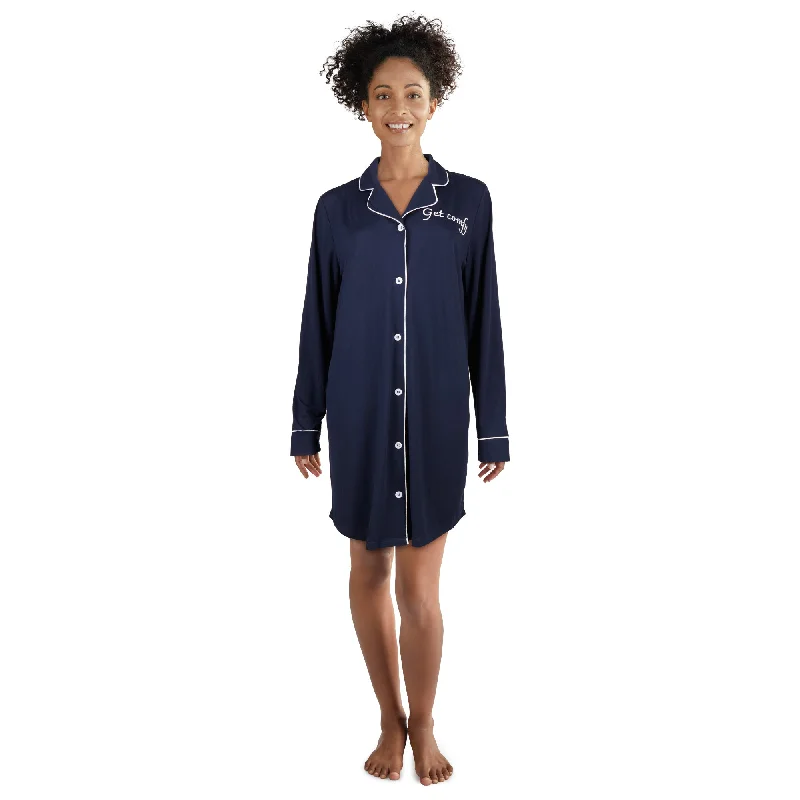 Carisma Women's Tailored Sleepshirt Hooded Caped Shawl Collar