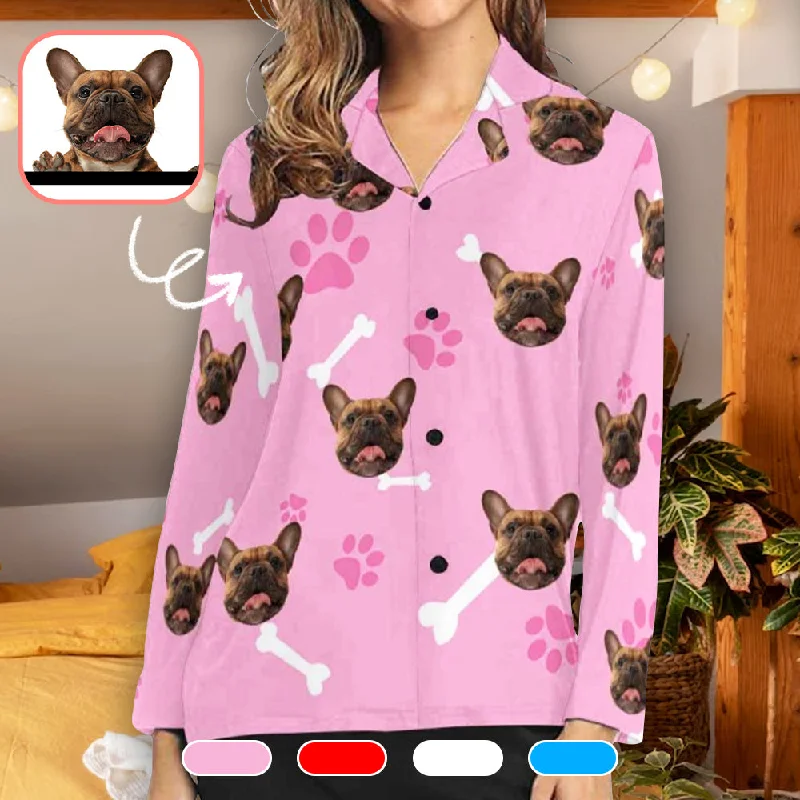 Custom Pet Face Pajamas Shirt Top Personalized Face Shirt Sleepwear Pajama Top Basic T-Shirt Crew Neck Short Sleeve