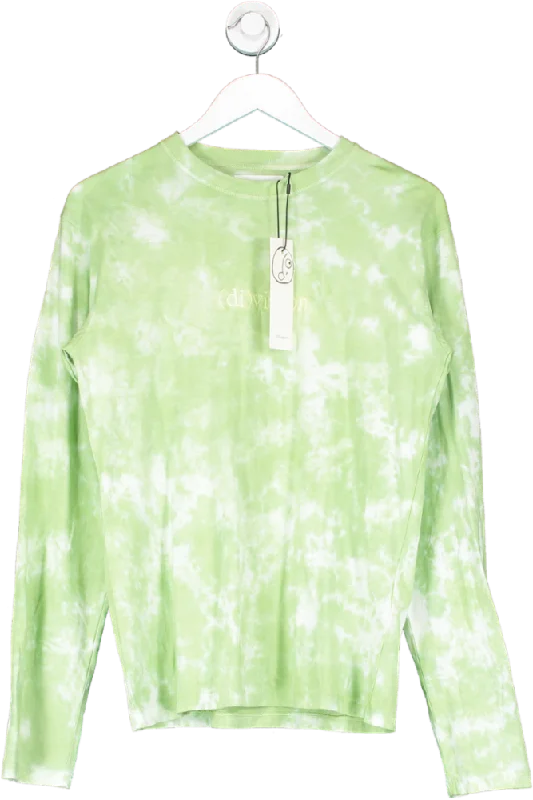 di(vision) Green Long Sleeve Tie Dye T Shirt UK S Knit Fabric Woven Fabric Fleece Fabric