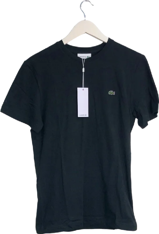 Lacoste Black Short Sleeve T-Shirt UK Size 3 UK S V-Neck T-Shirt Long Sleeve Cotton