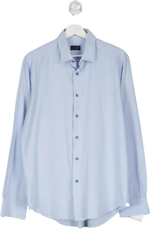 Lanvin Blue Slim Fit Shirt With Visible Buttons UK 42" CHEST Knit Fabric Woven Fabric Fleece Fabric