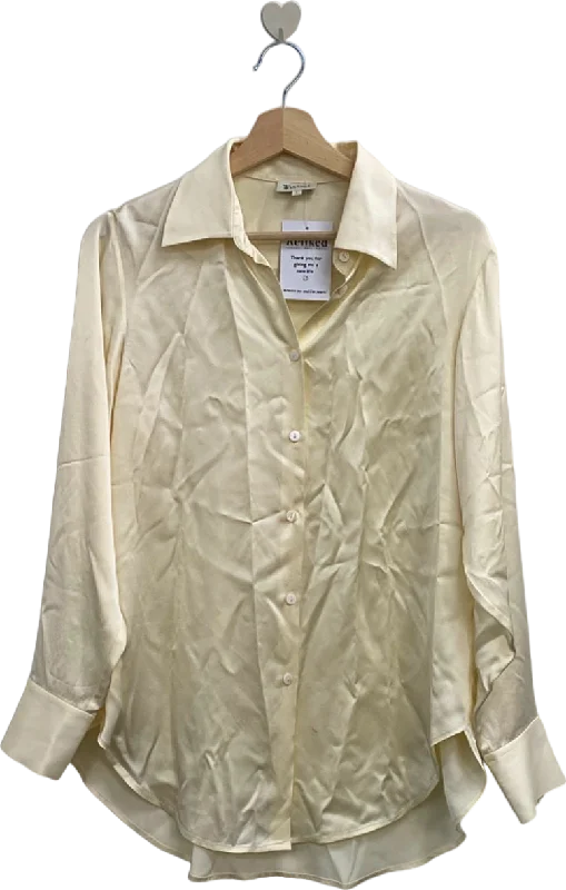 LilySilk Cream Classic Silk Shirt UK Size 10 Plaid T-Shirt Polka Dot Checkered