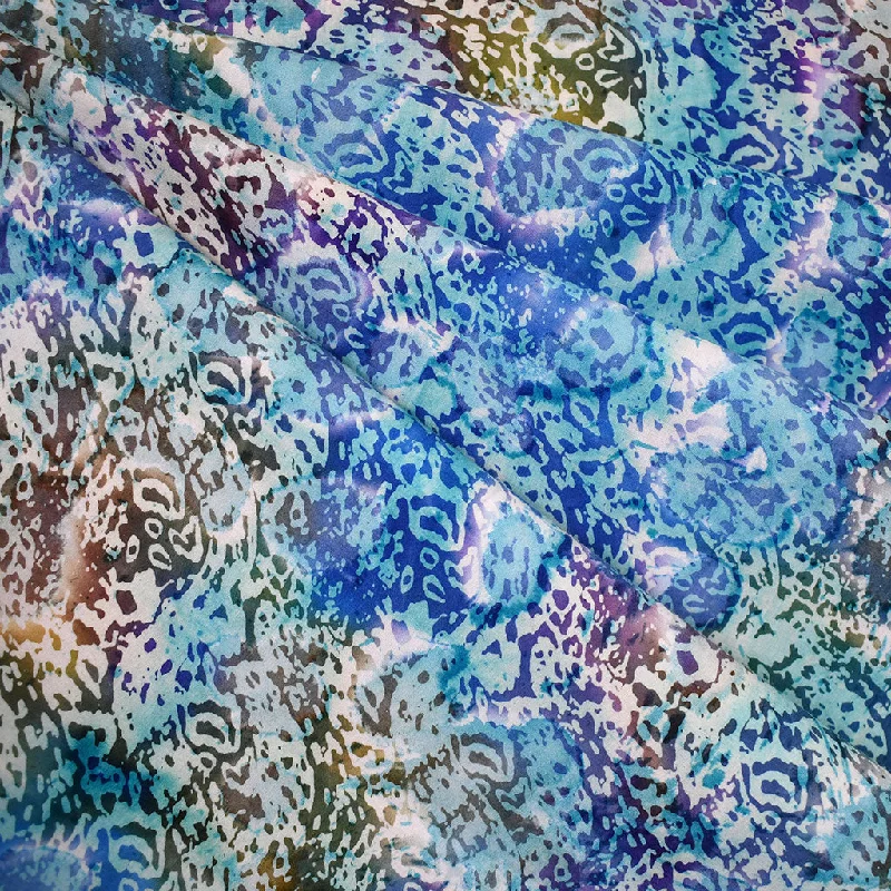 Mottled Abstract Dot Batik Cotton Shirting Turquoise Chenille Blend Fleece Blend Nylon Blend