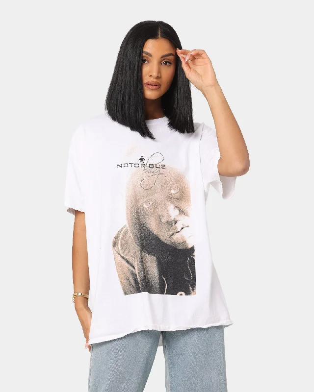 Notorious B.I.G Up Close T-Shirt White Houndstooth Herringbone Solid