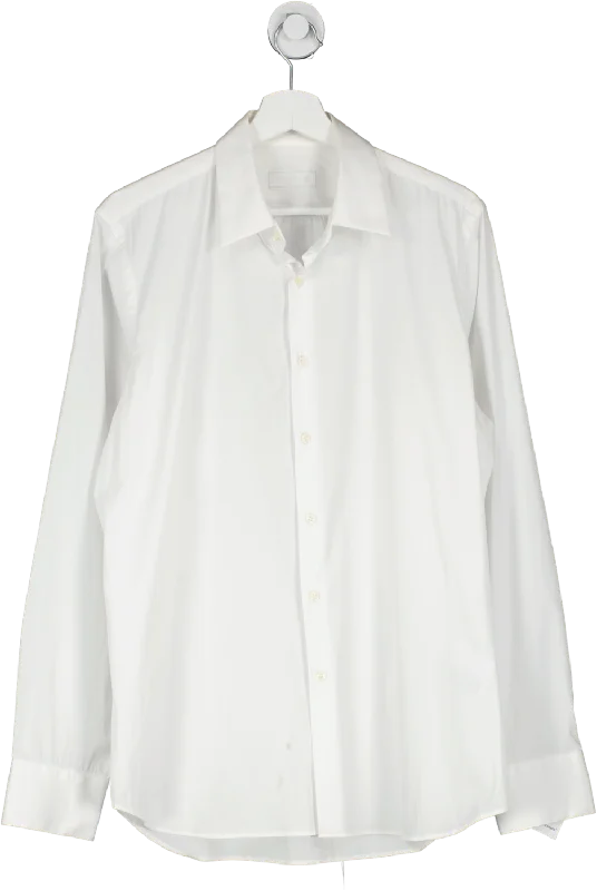 Prada White Slim Fit Shirt UK 42" CHEST Zippered Front Buttoned Front Snap Front