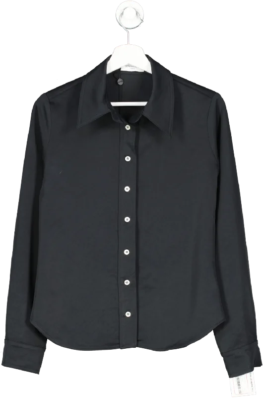 Serena Bute Black Fitted Shirt UK S Embroidered Appliqued Beaded