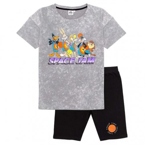 Space Jam Womens/Ladies T-Shirt & Shorts Set Polka Dot Checkered Tartan