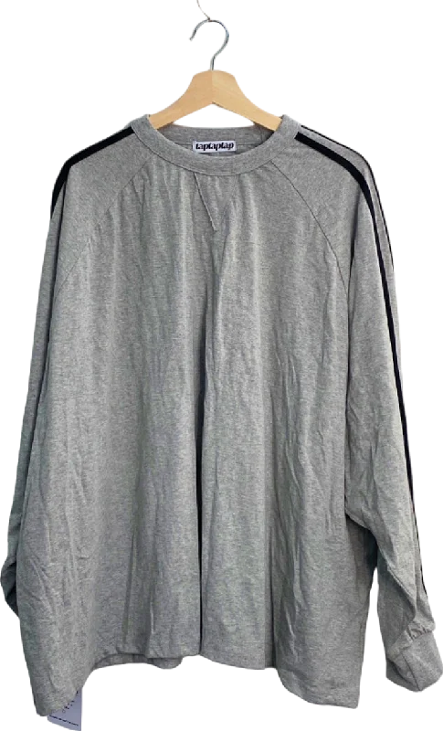 Taptaptap Grey Long Sleeve T-Shirt UK Size Large Thin T-Shirt Open Front Quick Dry