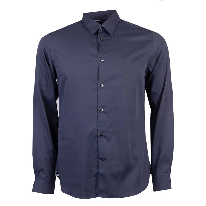 Ted Baker Navy Duddon Core Steel Slim fit Shirt UK 15.5" Neck Collared T-Shirt Boat Neck A-Line