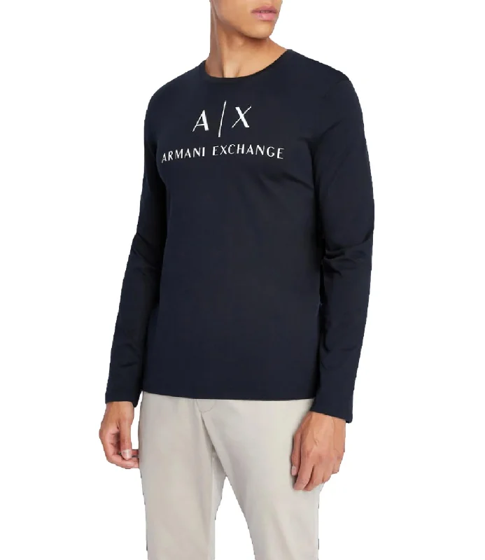 T-shirt manica lunga blu navy AX V-Neck T-Shirt Long Sleeve Cotton