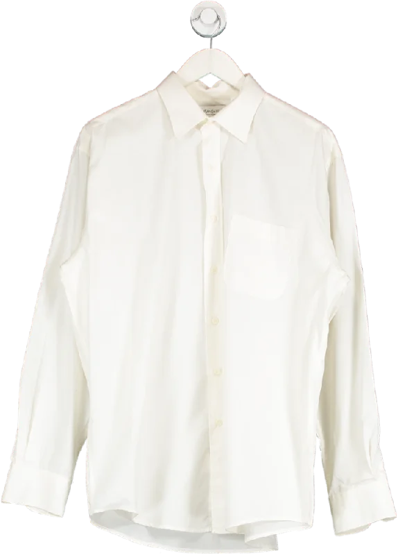 Yves Saint Laurent White Button Front Shirt UK 40C Lace Blend Ribbed Blend Corduroy Blend